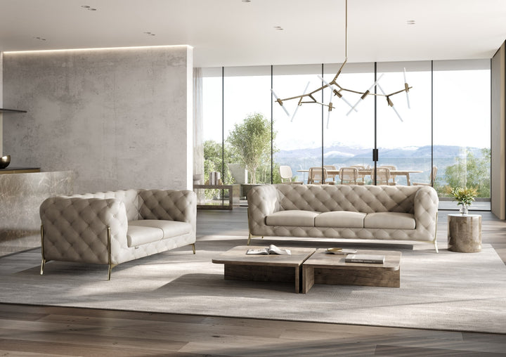 DivanItalia 970 Italian Leather Beige Sofa