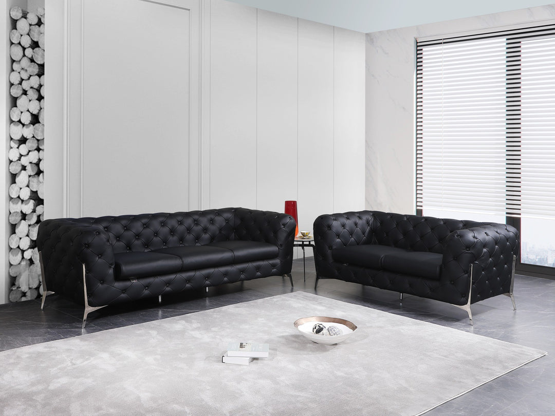 DivanItalia 970 Italian Leather Black Sofa