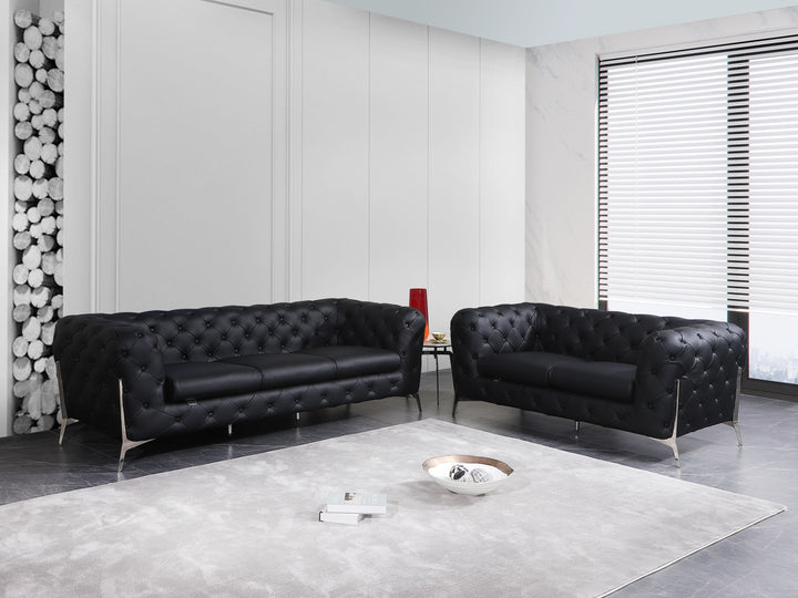 DivanItalia 970 Italian Leather Black Sofa