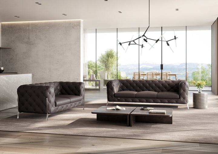 DivanItalia 970 Italian Leather Brown Loveseat