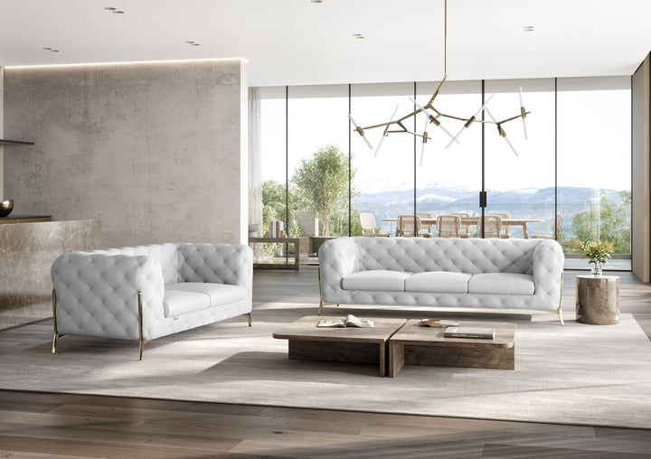 DivanItalia 970 Italian Leather White Loveseat
