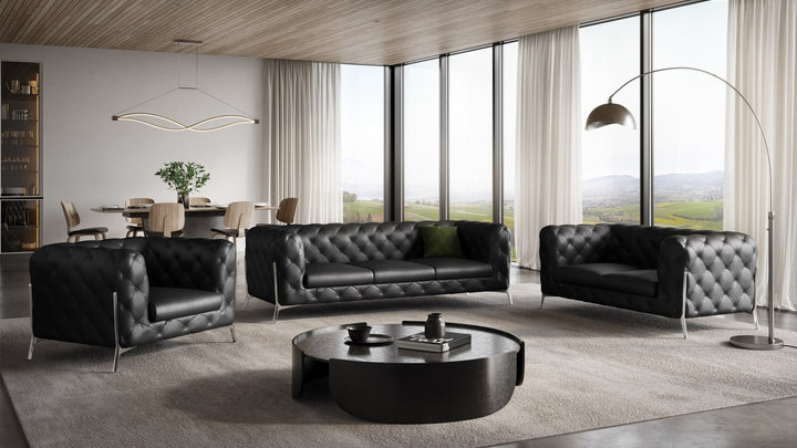 DivanItalia 970 Italian Leather Black Sofa