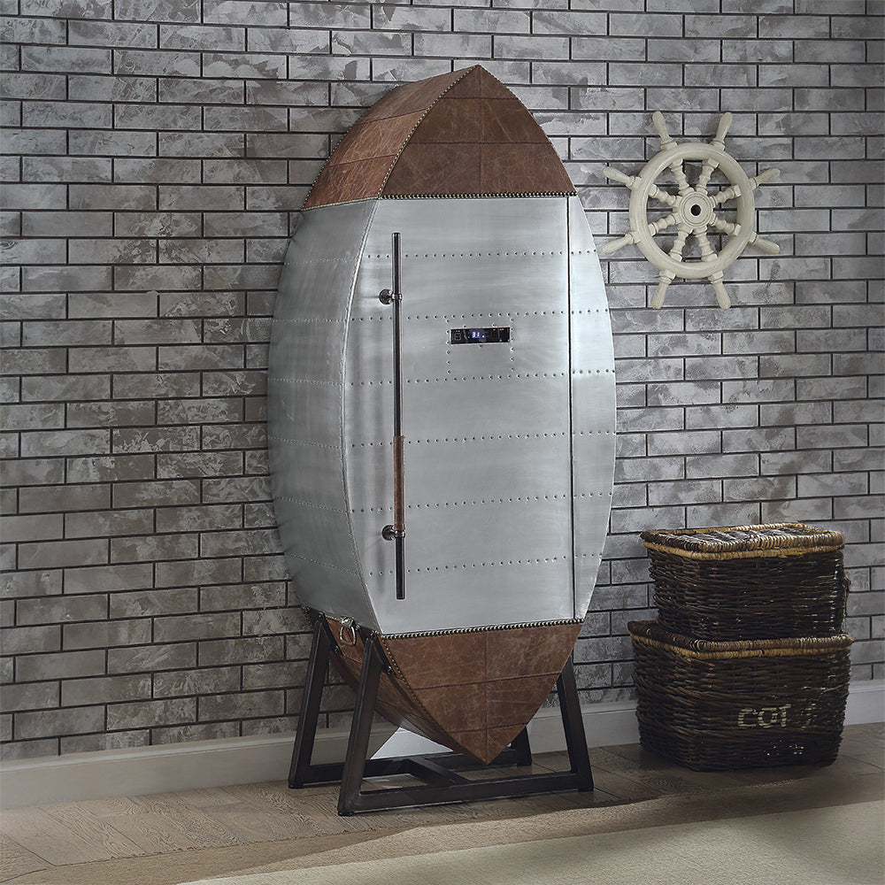 Brancaster Wine Cooler - Retro Brown Top Grain Leather & Aluminum