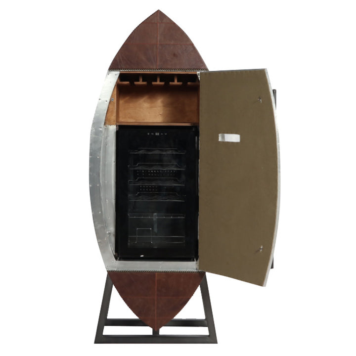 Brancaster Wine Cooler - Retro Brown Top Grain Leather &amp; Aluminum