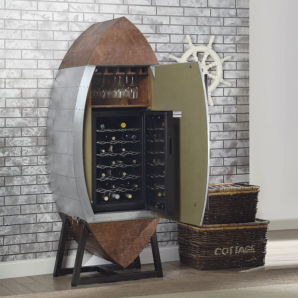 Brancaster Wine Cooler - Retro Brown Top Grain Leather & Aluminum