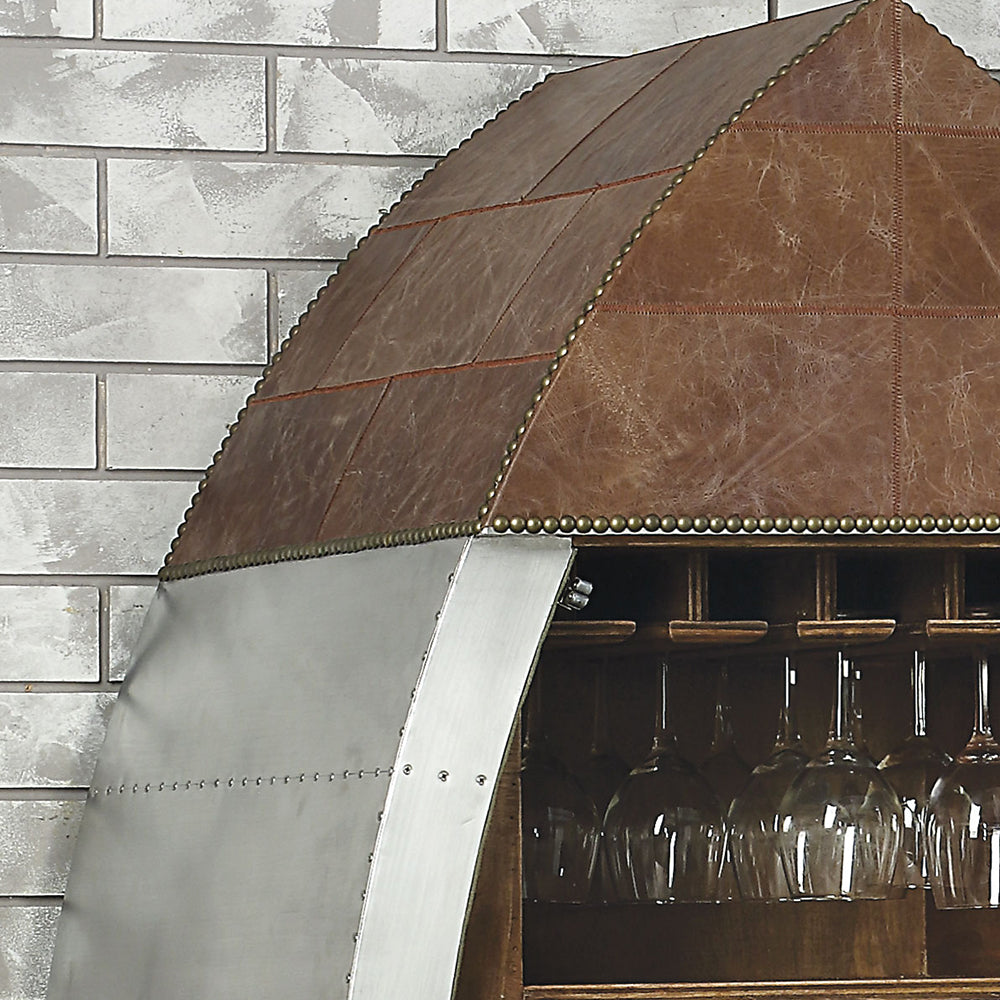 Brancaster Wine Cooler - Retro Brown Top Grain Leather & Aluminum