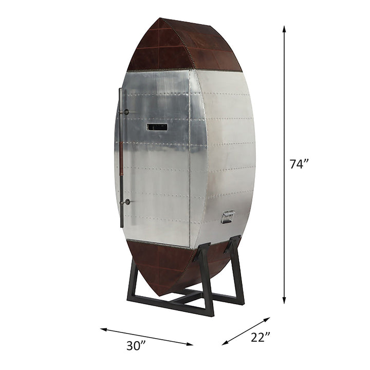Brancaster Wine Cooler - Retro Brown Top Grain Leather &amp; Aluminum – dimensions