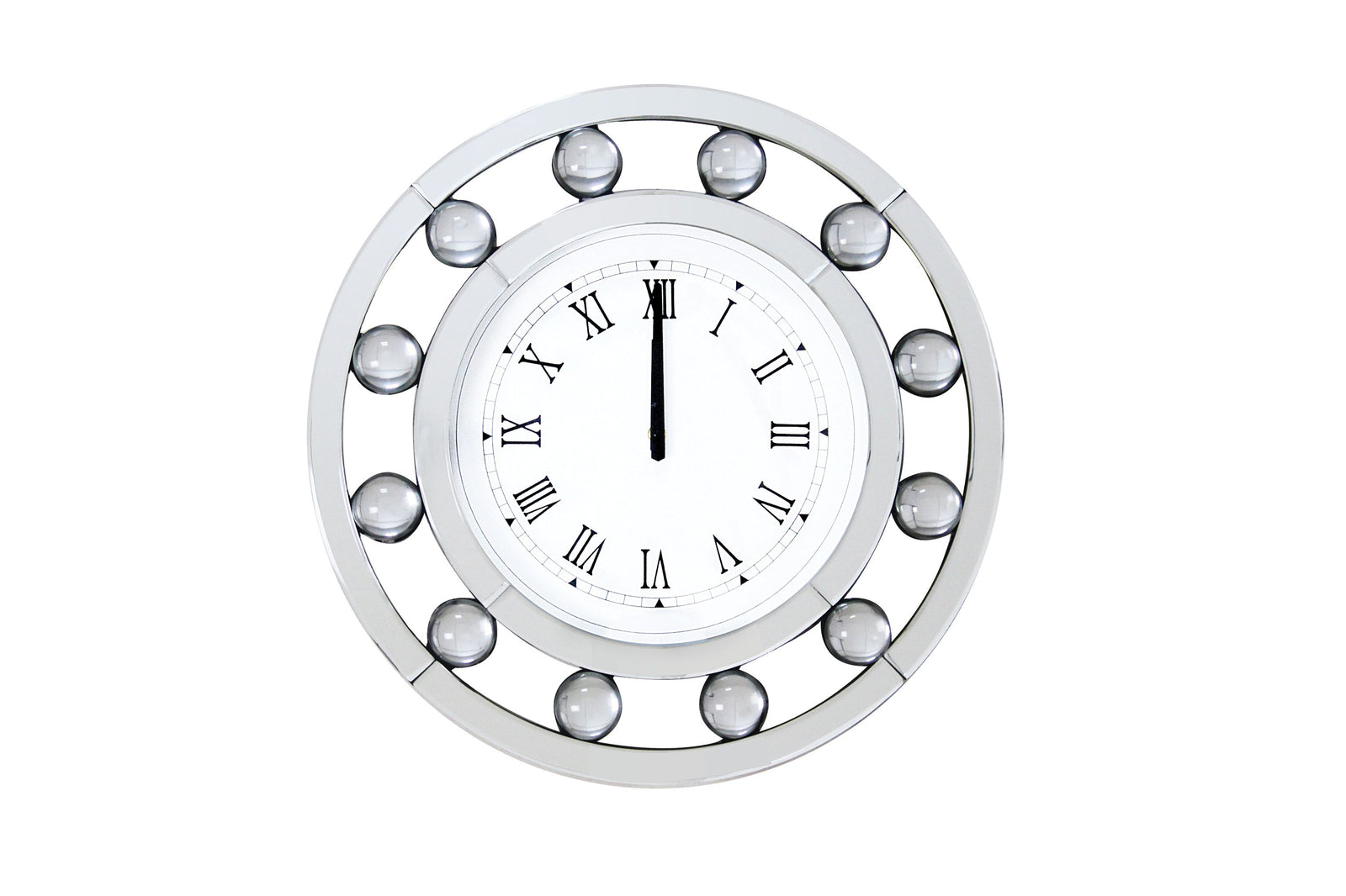 Boffa Wall Clock in Mirrored & Geometric Pattern Trim