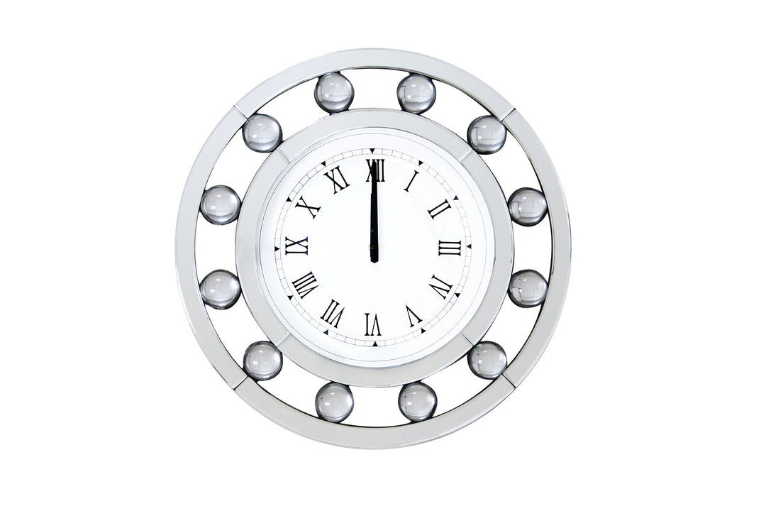 Boffa Wall Clock in Mirrored & Geometric Pattern Trim