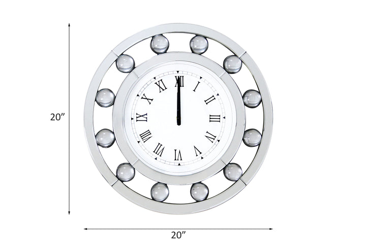 Boffa Wall Clock in Mirrored &amp; Geometric Pattern Trim - line drawing