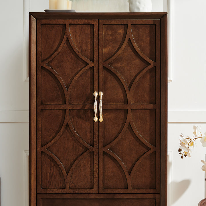 53.5-Inch Mid-Century Modern Kitchen Pantry Storage Cabinet in Walnut