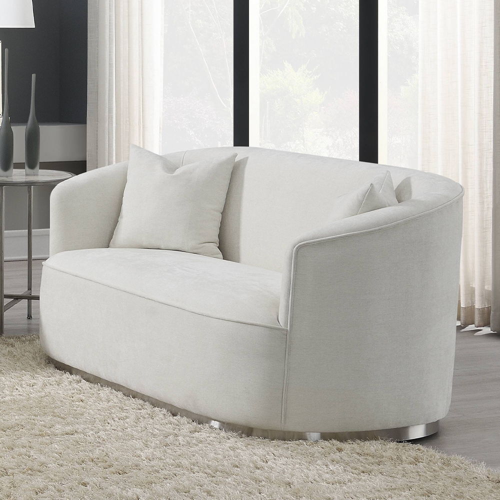 ACME Furniture Odette Loveseat With 2 Pillows Beige Chenille