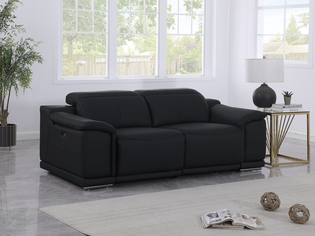 DivanItalia 9762 Black Italian Leather Modular Loveseat
