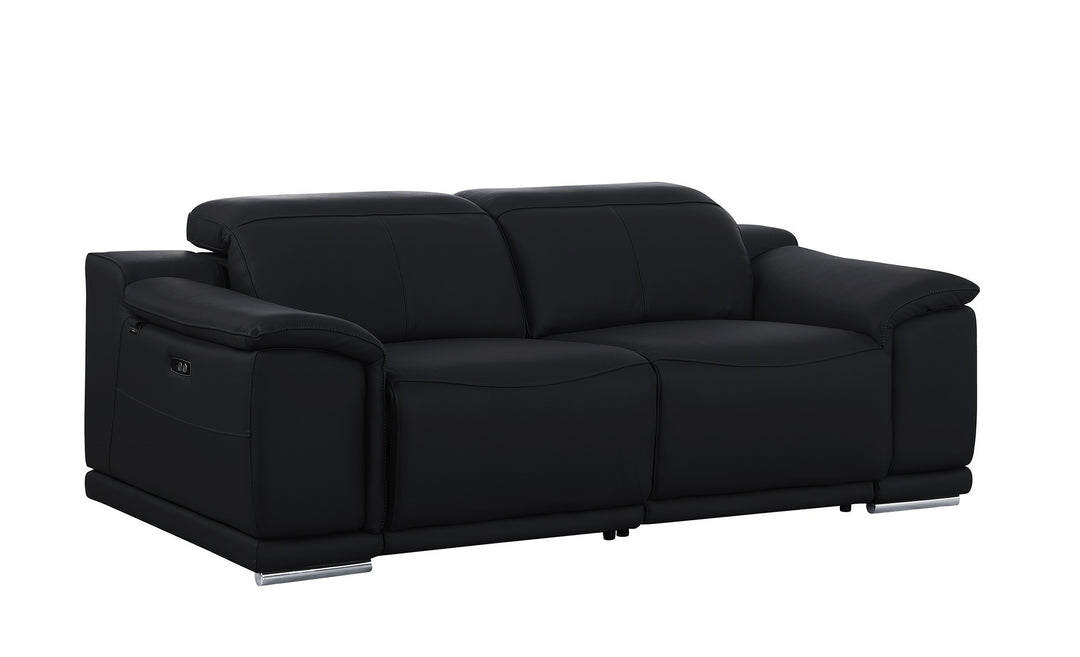 DivanItalia 9762 Black Italian Leather Modular Loveseat