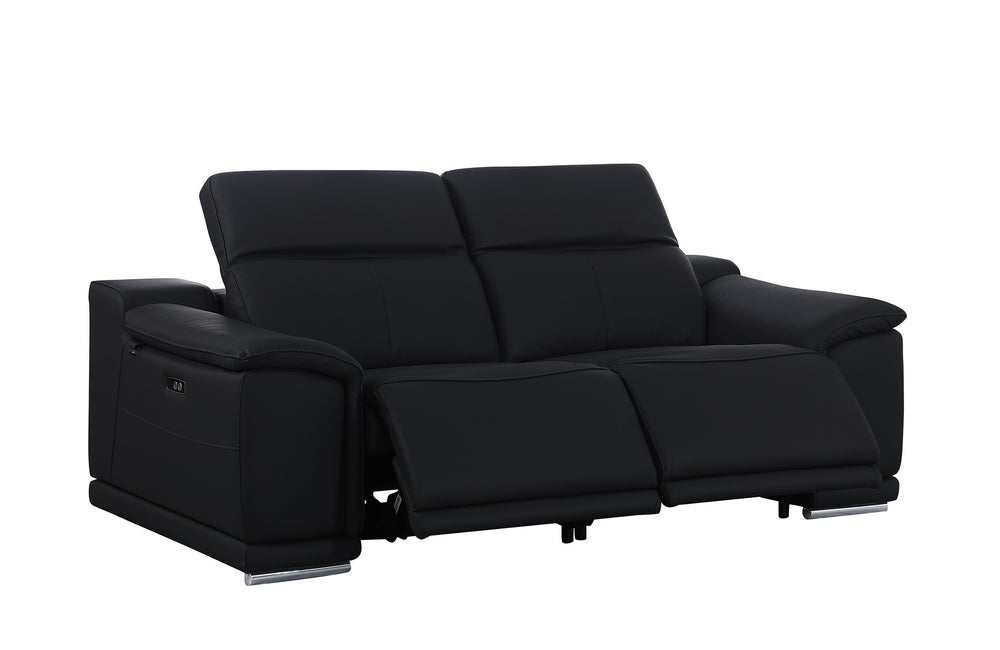 DivanItalia 9762 Black Italian Leather Modular Loveseat - alternate view 4