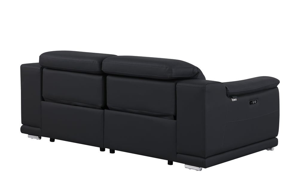 DivanItalia 9762 Black Italian Leather Modular Loveseat - alternate view 5