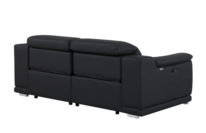 DivanItalia 9762 Black Italian Leather Modular Loveseat