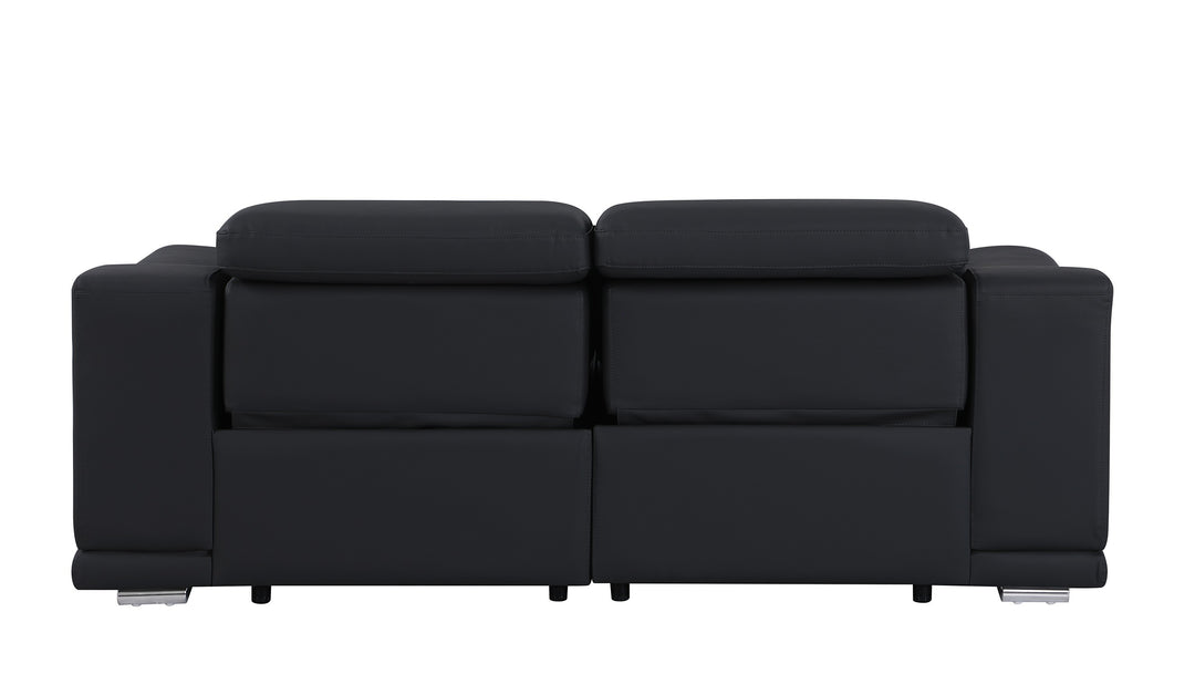 DivanItalia 9762 Black Italian Leather Modular Loveseat