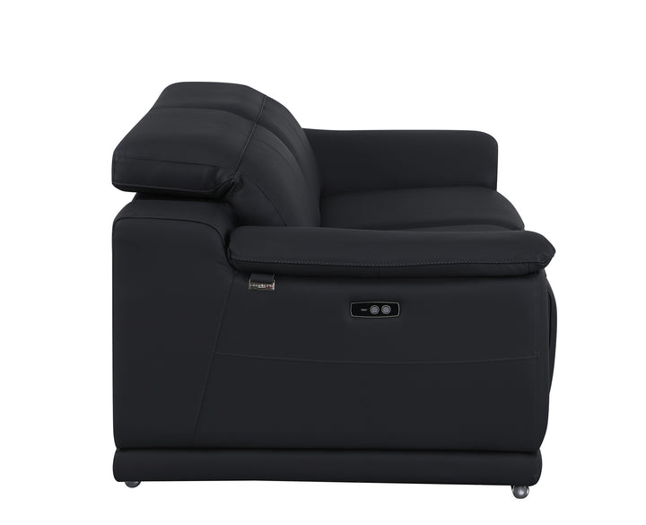 DivanItalia 9762 Black Italian Leather Modular Loveseat