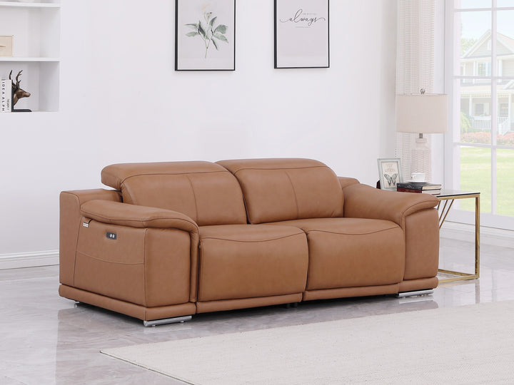 DivanItalia 9762 Cognac Italian Leather Modular Loveseat