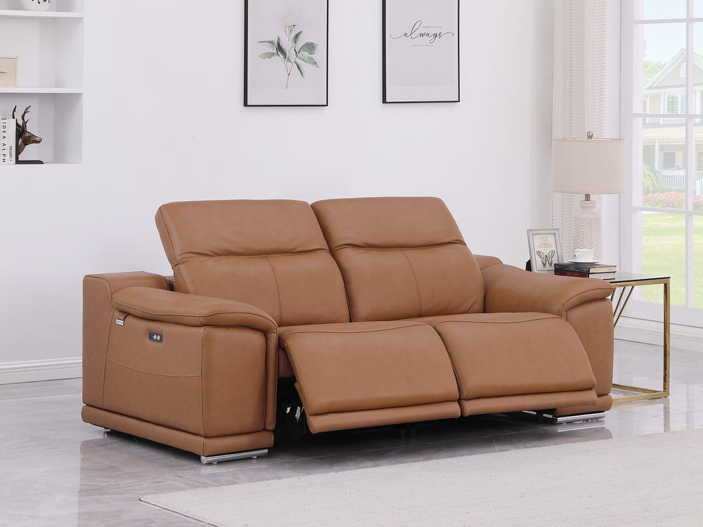 DivanItalia 9762 Cognac Italian Leather Modular Loveseat - alternate view 3