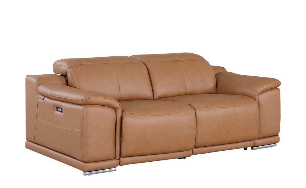 DivanItalia 9762 Cognac Italian Leather Modular Loveseat - alternate view 6