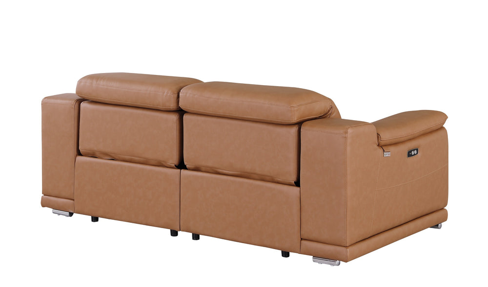 DivanItalia 9762 Cognac Italian Leather Modular Loveseat - alternate view 8
