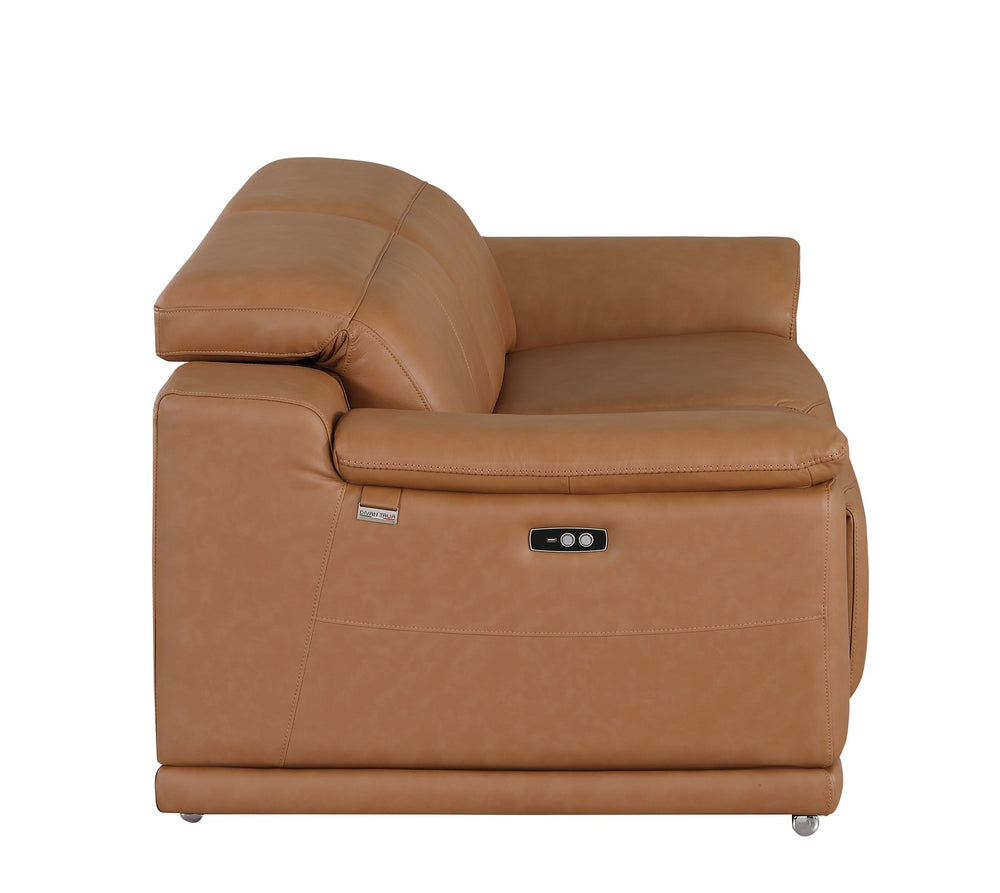 DivanItalia 9762 Cognac Italian Leather Modular Loveseat - alternate view 10