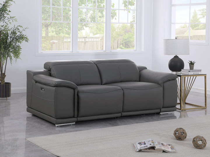 DivanItalia 9762 Dark Grey Italian Leather Modular Loveseat