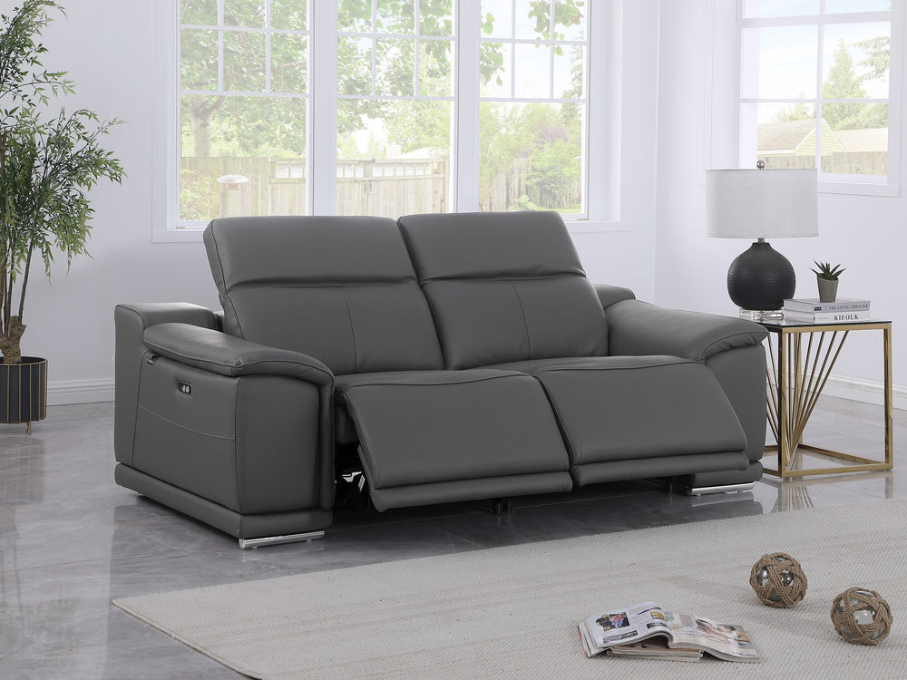 DivanItalia 9762 Dark Grey Italian Leather Modular Loveseat - alternate view 3
