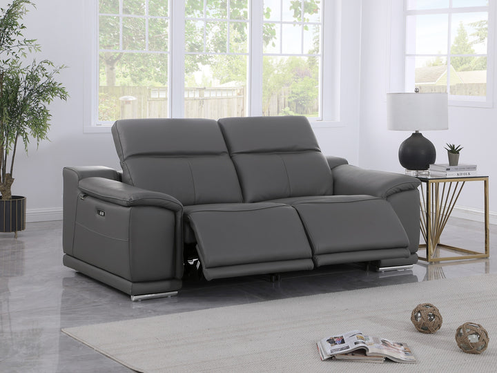DivanItalia 9762 Dark Grey Italian Leather Modular Loveseat