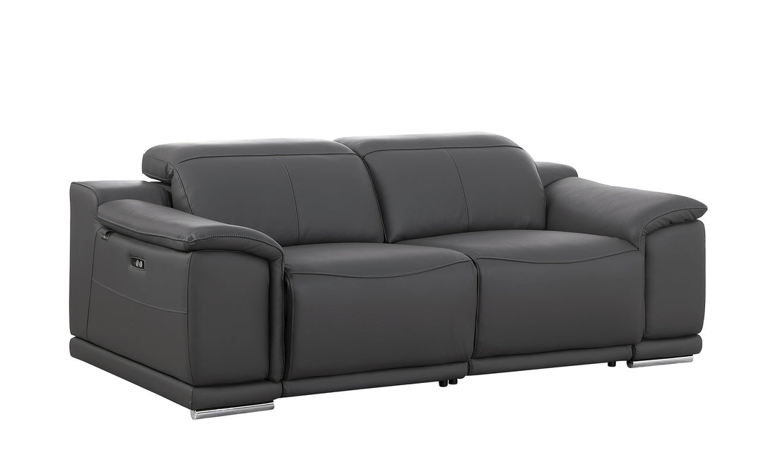 DivanItalia 9762 Dark Grey Italian Leather Modular Loveseat