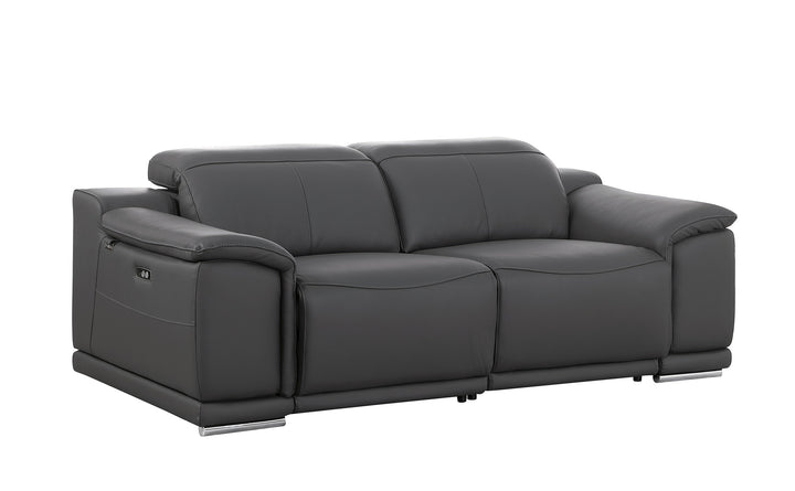 DivanItalia 9762 Dark Grey Italian Leather Modular Loveseat