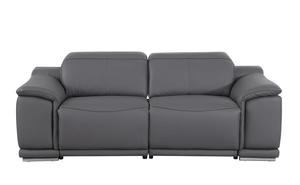 DivanItalia 9762 Dark Grey Italian Leather Modular Loveseat - alternate view 6