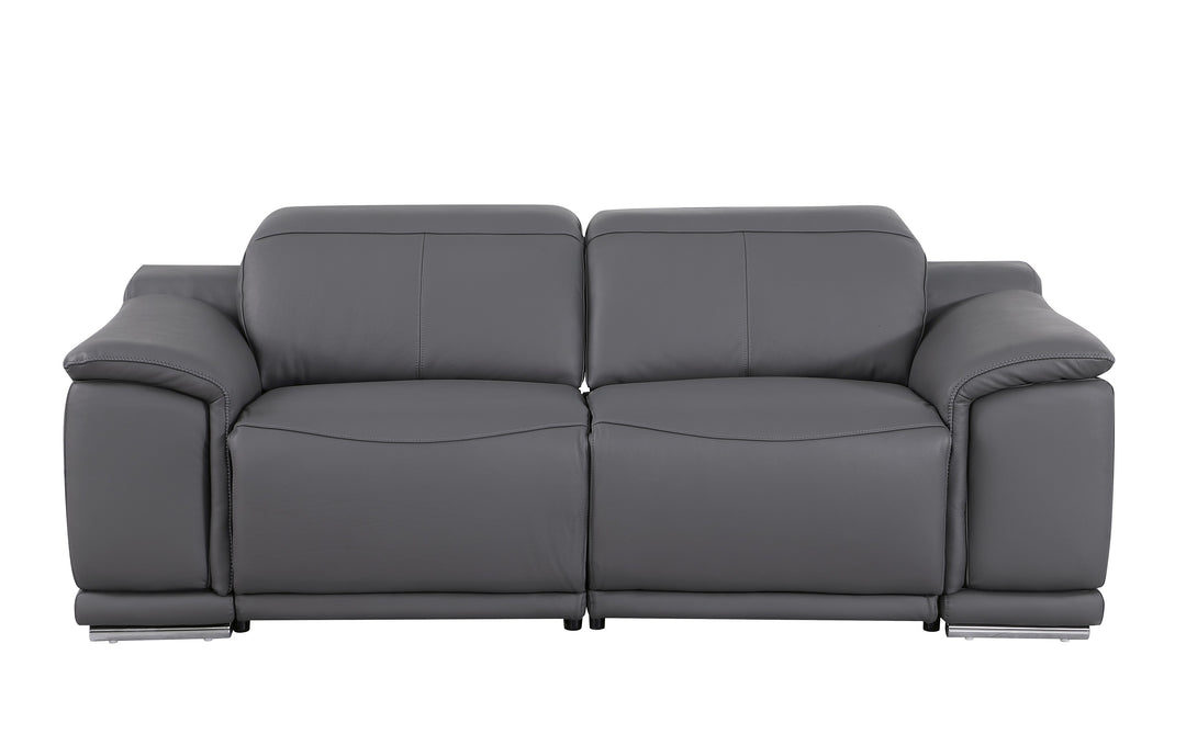 DivanItalia 9762 Dark Grey Italian Leather Modular Loveseat