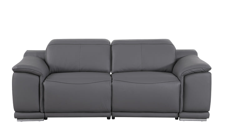 DivanItalia 9762 Dark Grey Italian Leather Modular Loveseat
