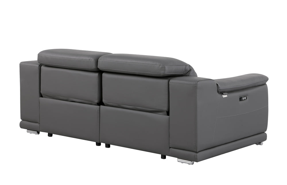 DivanItalia 9762 Dark Grey Italian Leather Modular Loveseat - alternate view 7