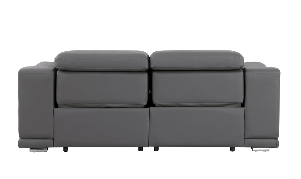 DivanItalia 9762 Dark Grey Italian Leather Modular Loveseat - alternate view 8