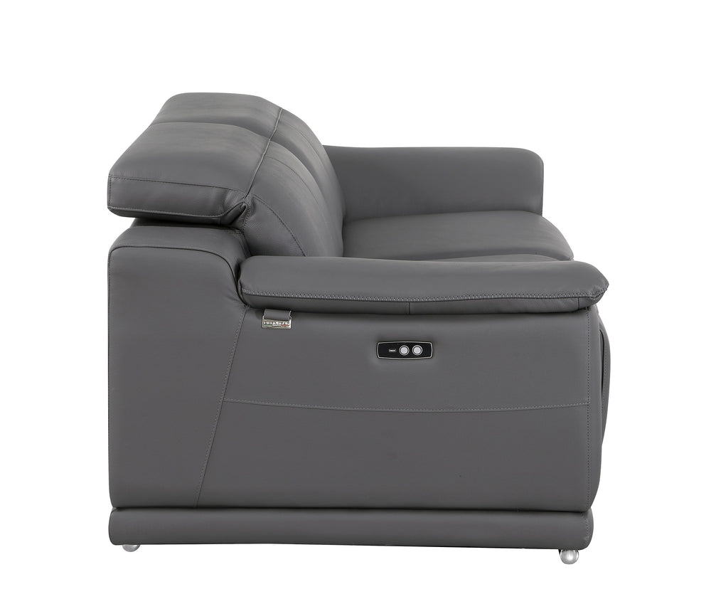 DivanItalia 9762 Dark Grey Italian Leather Modular Loveseat - alternate view 9
