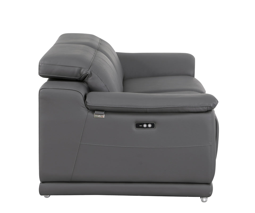 DivanItalia 9762 Dark Grey Italian Leather Modular Loveseat