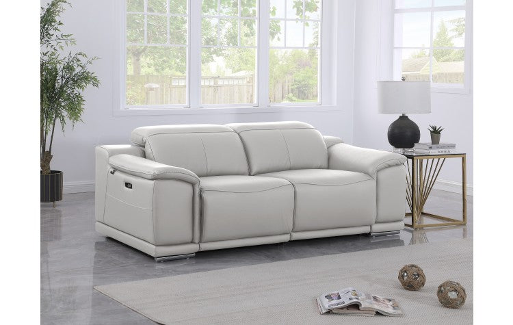 DivanItalia 9762 Light Gray Italian Leather Modular Loveseat - alternate view 6