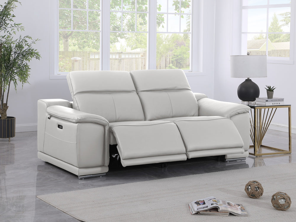 DivanItalia 9762 Light Gray Italian Leather Modular Loveseat - alternate view 7