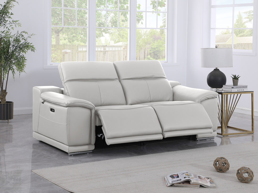 DivanItalia 9762 Light Gray Italian Leather Modular Loveseat