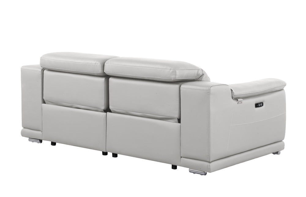 DivanItalia 9762 Light Gray Italian Leather Modular Loveseat - alternate view 12