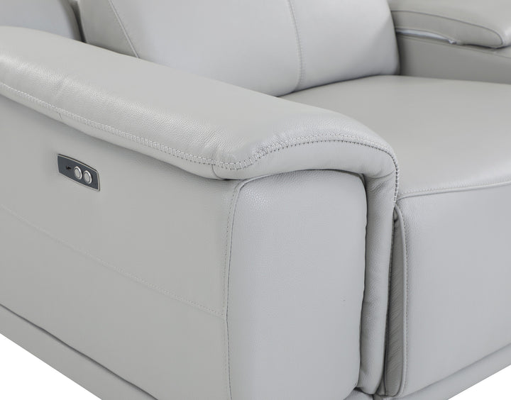 DivanItalia 9762 Light Gray Italian Leather Modular Loveseat