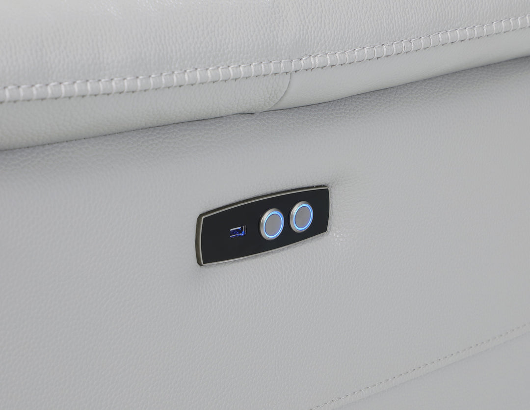 DivanItalia 9762 Light Gray Italian Leather Modular Loveseat