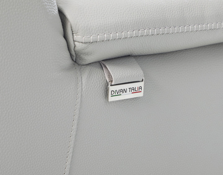 DivanItalia 9762 Light Gray Italian Leather Modular Loveseat