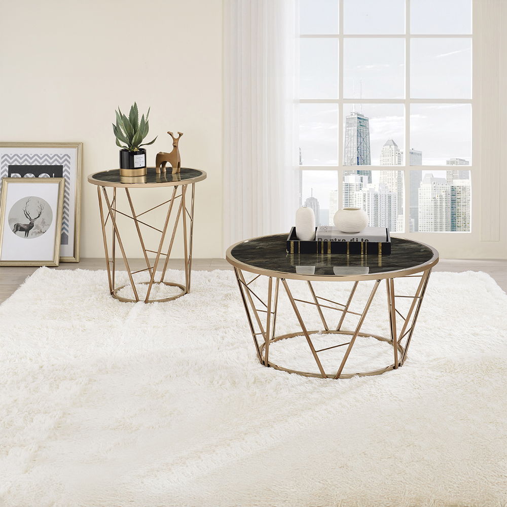 Cicatrix - Coffee Table - Engineering Stone Glass Top & Champagne