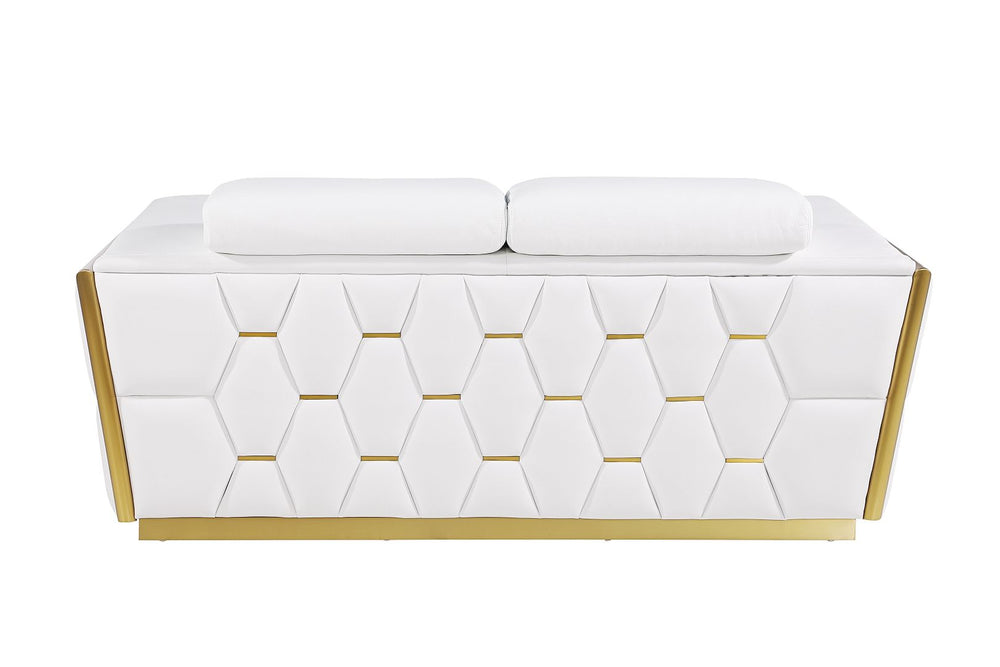 DivanItalia 1111 Loveseat with Adjustable Headrest in Top-Grain Italian Leather - White
