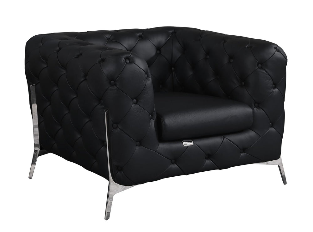 Global United Furniture DivanItalia 970 Italian Leather Black Chair